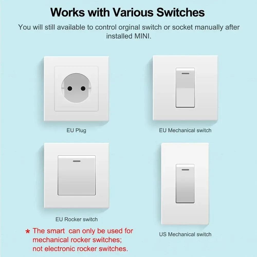 2-way Control 16A Tuya WiFi Smart Switch with Energy Monitor Switch Mini Smart Breaker Smart Life Control Alexa Via Google Home Qme
