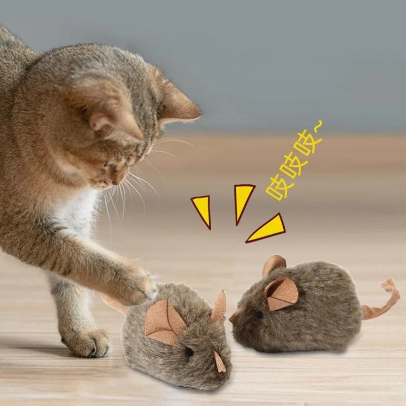 Plush Cat Toy Simulation Mouse Realistic Chirping Feature Kitten Qme