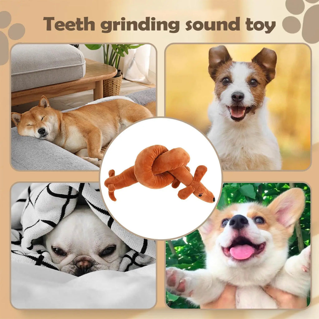 Squeaky Dog Toys Dachshund Shape Interactive Soft Companion Dog Chew Toys for Indoor Play Training Teething Boredom Relief Qme
