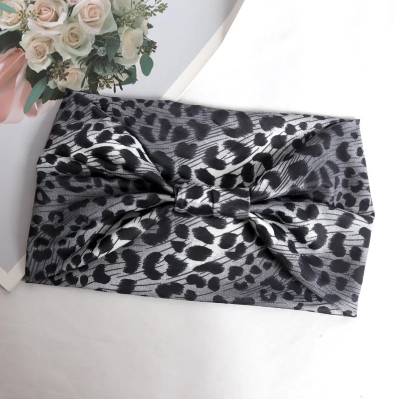 Women Wide Side Pilates Elastic Hair Bands Yoga Leopard Print Qme B