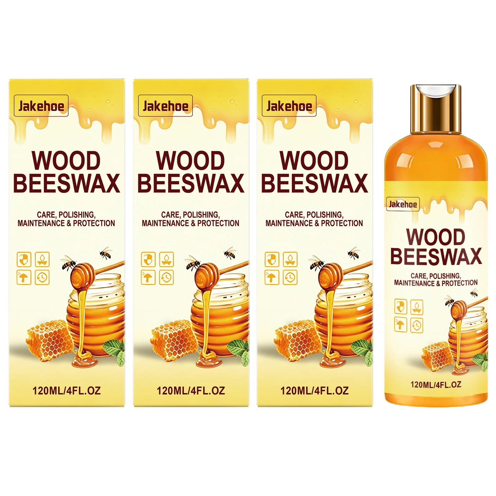 Wood Beeswax Polish Agent Moisturizing Repair Minor Dry Cracks Boost Shine Prevent Cracking Restoration Wood Furniture Care Oil Qme 3 x 120ML Boxed