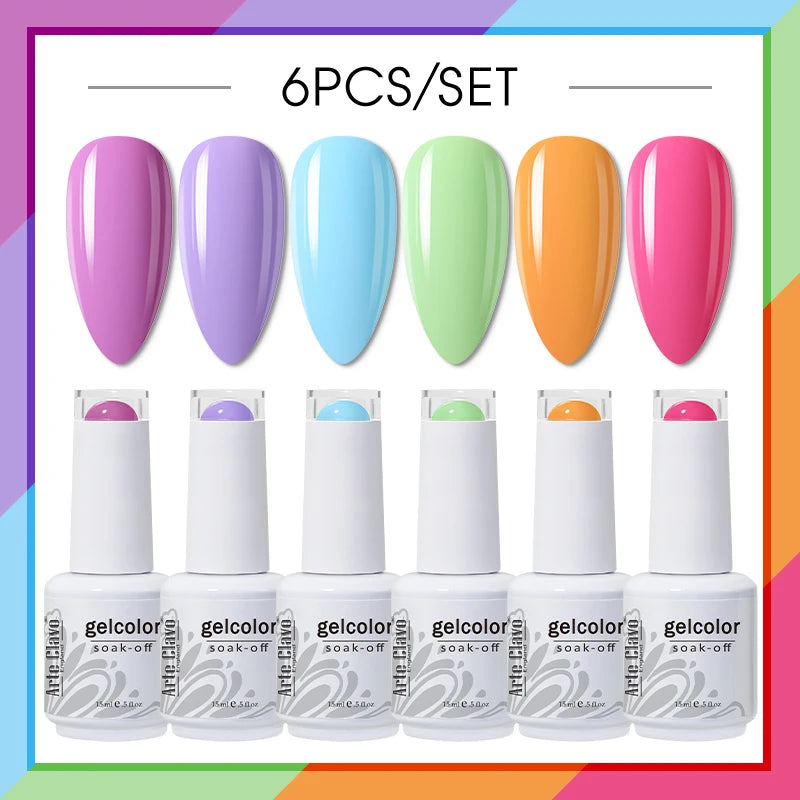 Arte Clavo 4 6 8 Gel Nail Polish Art Soak Off UV Colorful Semi Qme