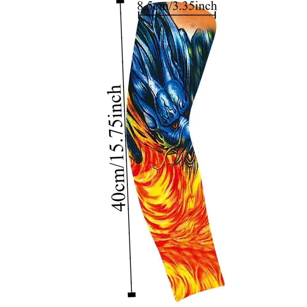 Flower Arm Pattern Flower Arm Tattoo Sleeve Breathable Thin Men Sunscreen Sleeve UV Protection Long-sleeved Ice Silk Arm Sleeve Qme