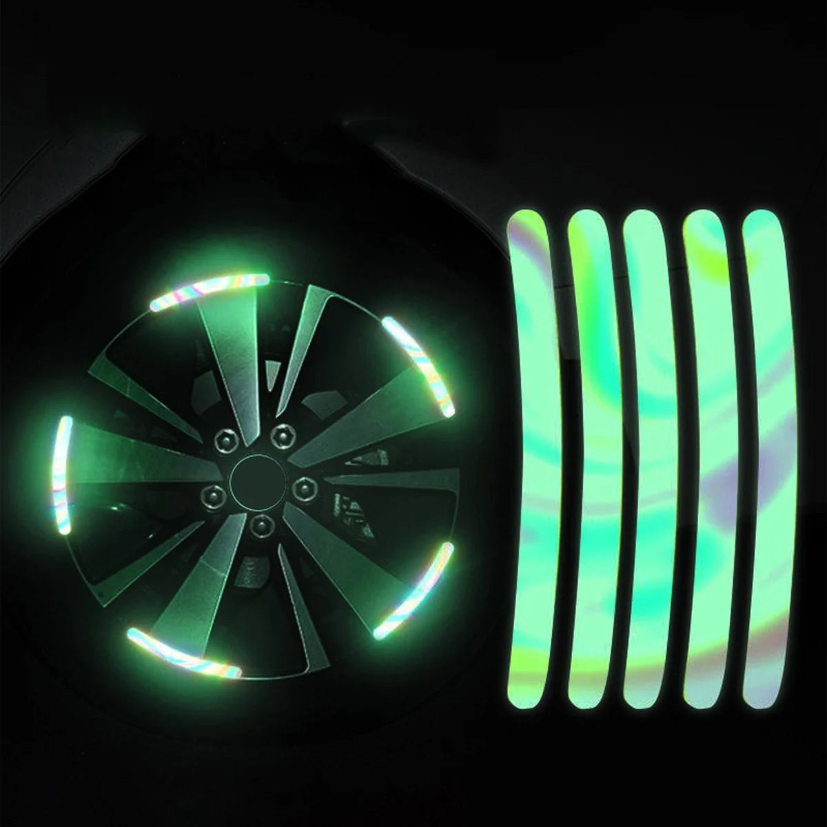 20 Colored Reflective Strips, Self-adhesive Stickers, Suitable for Car and Motorcycle Wheels Qme Colorful