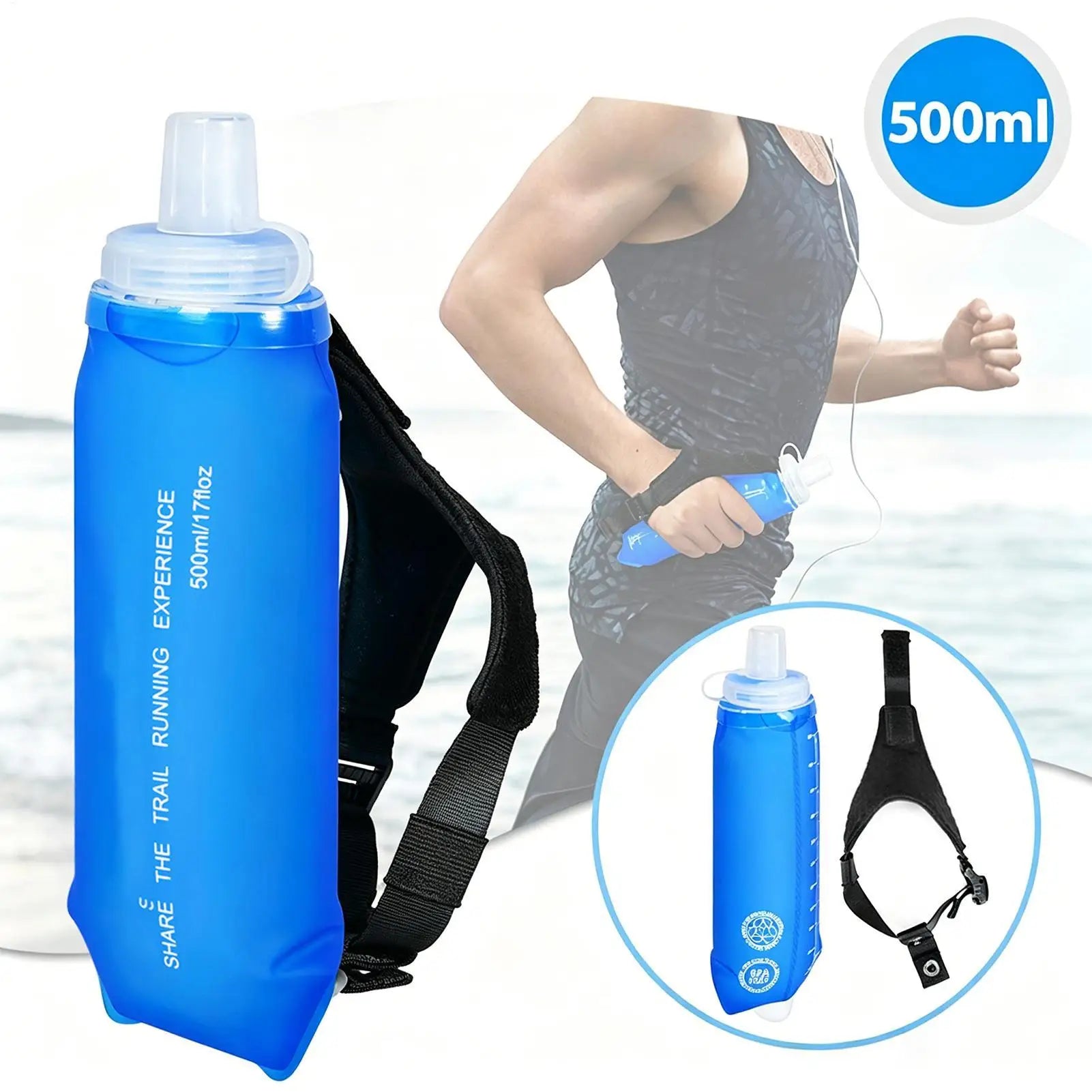 Handheld Water Bottle Running Spill-proof Foldable Lightweight Soft Qme