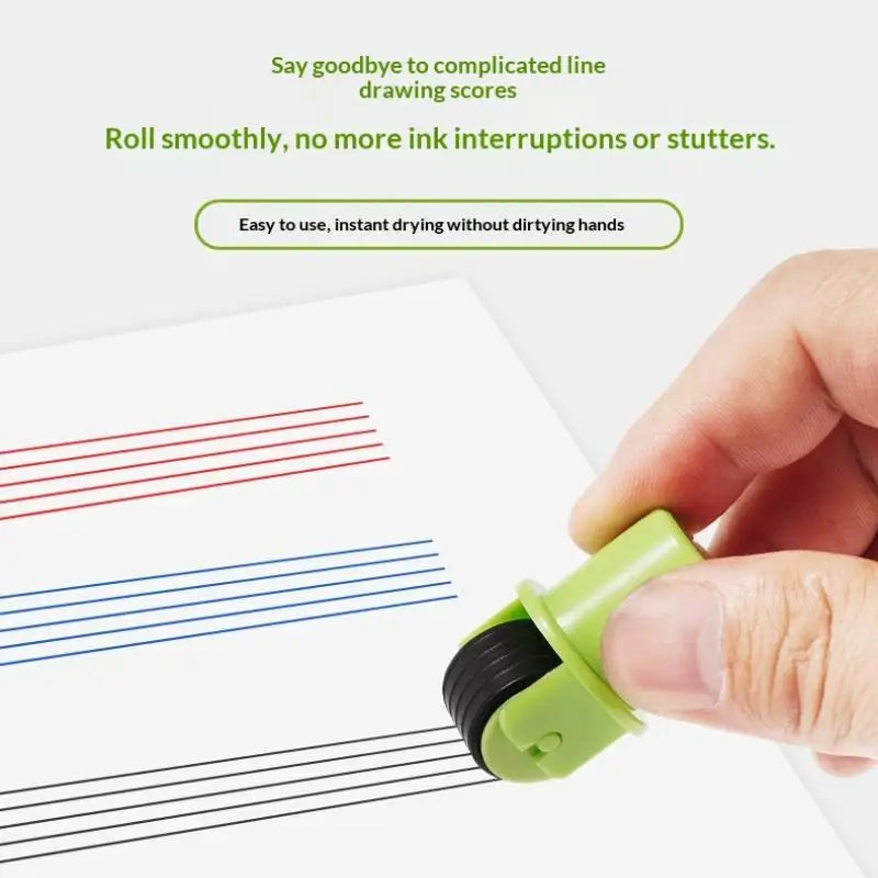 Music Staff Rolling Ink Stamp 5 Line Uniform Pattern Professional Qme