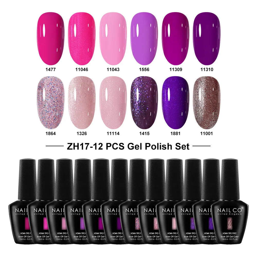 NAILCO Summer Macaroon Gel Nail Polish Semi Permanent UV Soak Off Art Qme NC-12H-ZH17