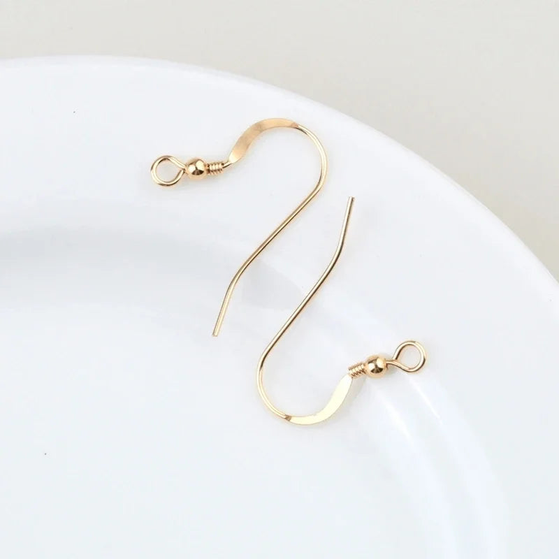 A pair 22MM 14K gold filled Ear Wires Hooks 14K gold Clasps with beads For Earrings DIY Jewelry Findings Components Accessories Qme