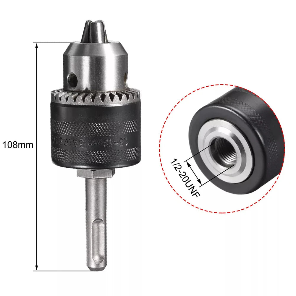 Drill Chuck 3-Jaw Key Chuck With For SDS-Plus Round Shank Mounting Thread 1/2inch-20UNF Drill Chuck Thread Quick Change Adapter Qme