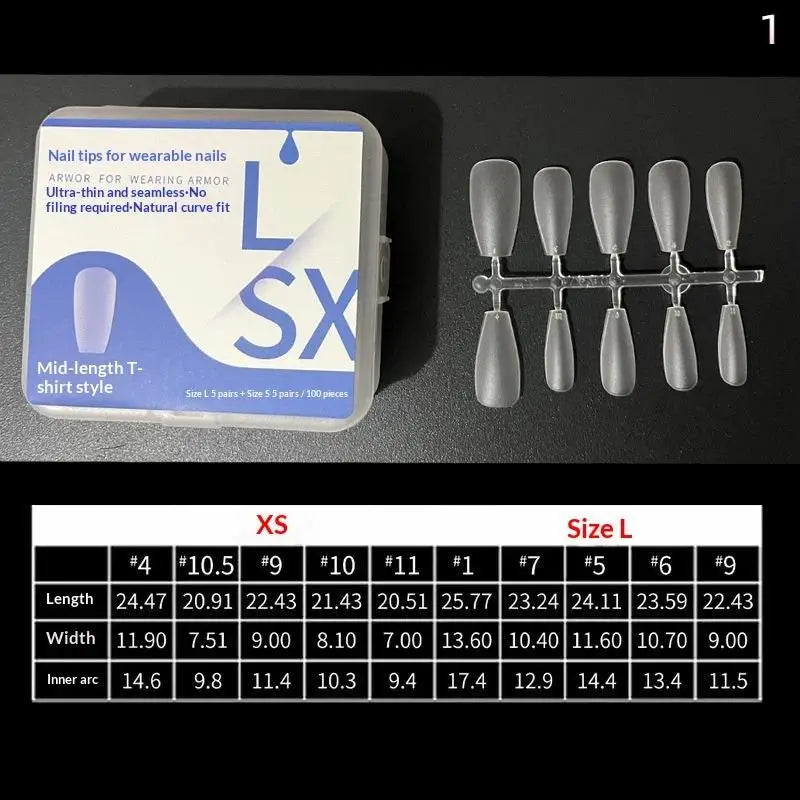 Box Nails Tips Coffin French Full Cover Medium Short NO Polishing Qme 1