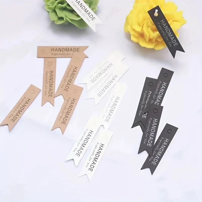 10 rectangular kraft paper fish tail flags, handmade English letter tags, hang tags Qme