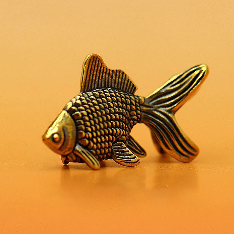 Desk Decoration Tea Pet Cute Gifts Goldfish Figurines Retro Brass Qme
