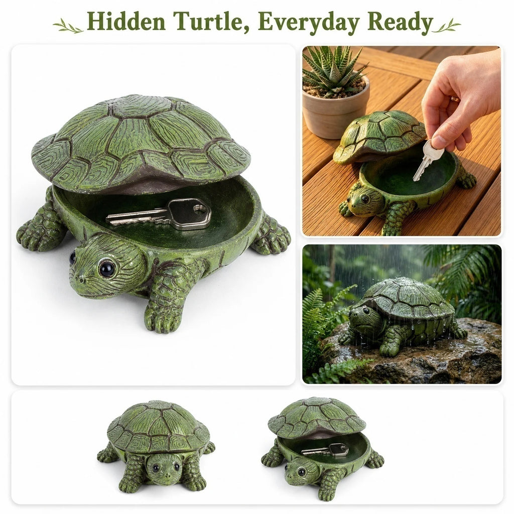 Turtle-Shaped Key Box with Lid Durable Flip-Top Multifuntion Storage Container Battery Box Decorative Jewellery Storage Box Qme green
