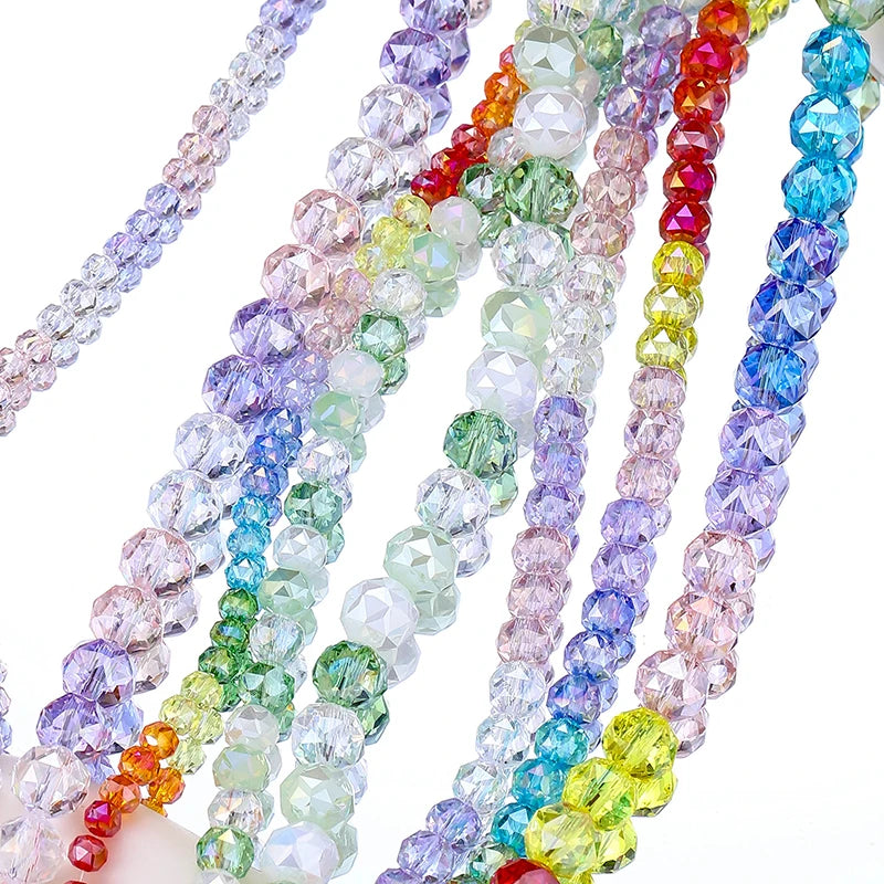 4-8mm Crystal Glass Beads Faceted Jewelry Making Beads Rondelle Spacer Beads for Bracelets Necklace Pendants Making Supplies Qme