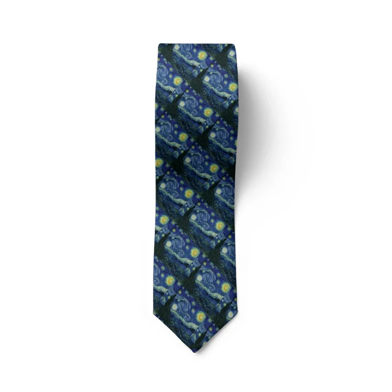 Art Nouveau Portrait Tie Classical Oil Painting Casual Slim Men's Qme
