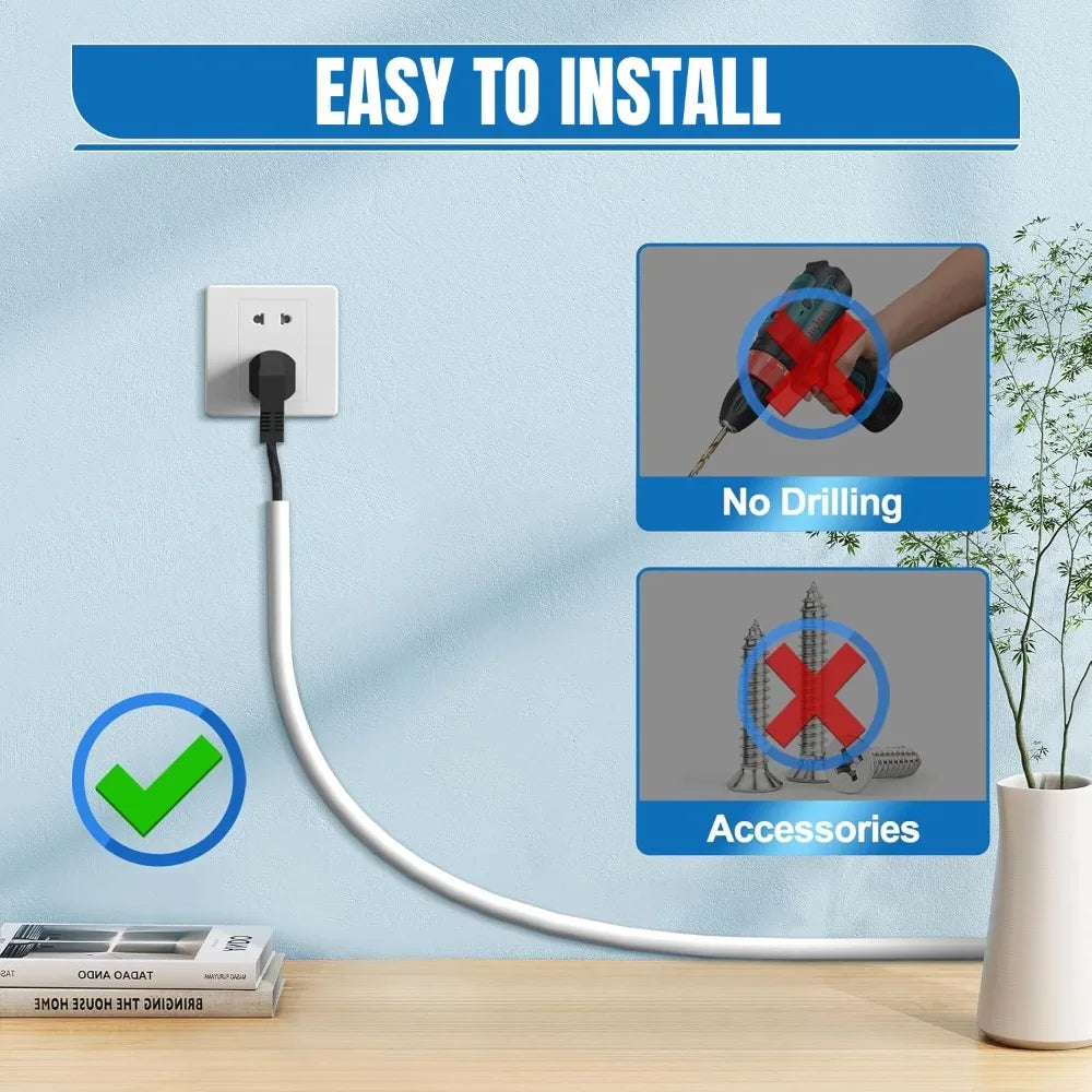 1/2/3m Floor Cable Cover Self-Adhesive Cable Anti Extrusion Extension Wiring Duct Protector Wire Organizer for Floor Desk & Wall Qme