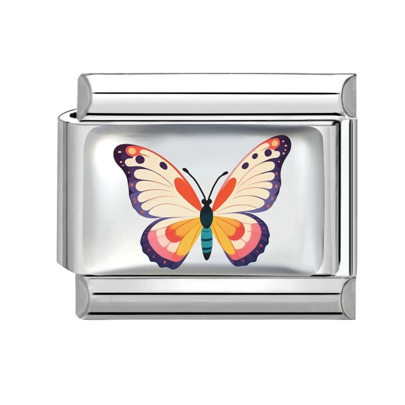 Y2K Attractive Purple Butterfly Colorful Flower Italian Charm Link