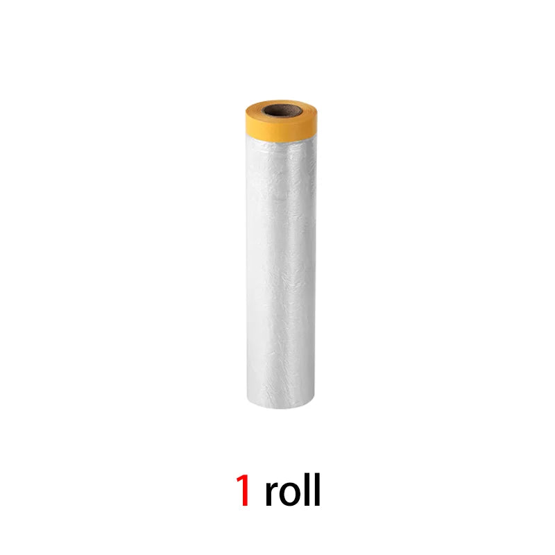 Paint masking film and paper masking tape for decorating cars, disposable dust-proof furniture spray paint protective film Qme 1Pcs 7M 240 MM