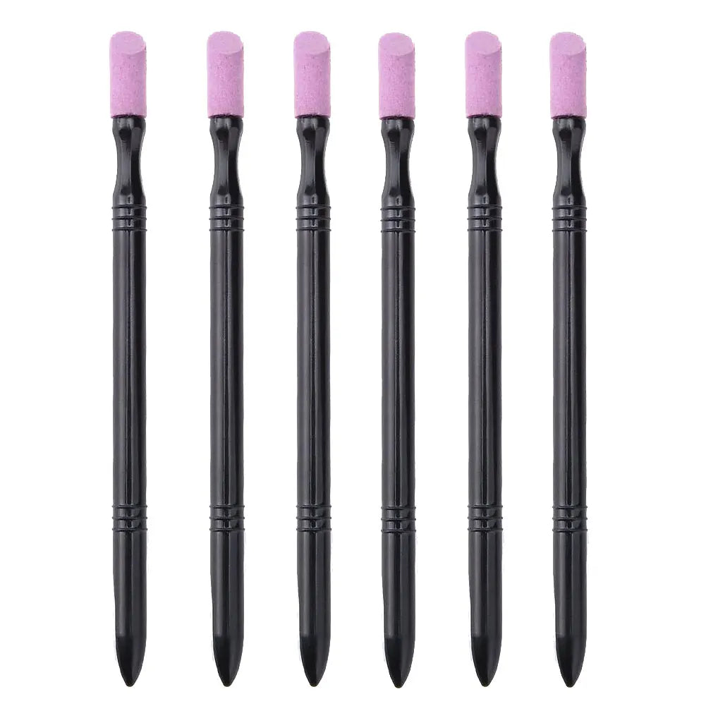 Nail Sanding Sticks File Cuticle Stone Pusher Care Tool Art Pen Qme Black 6pcs