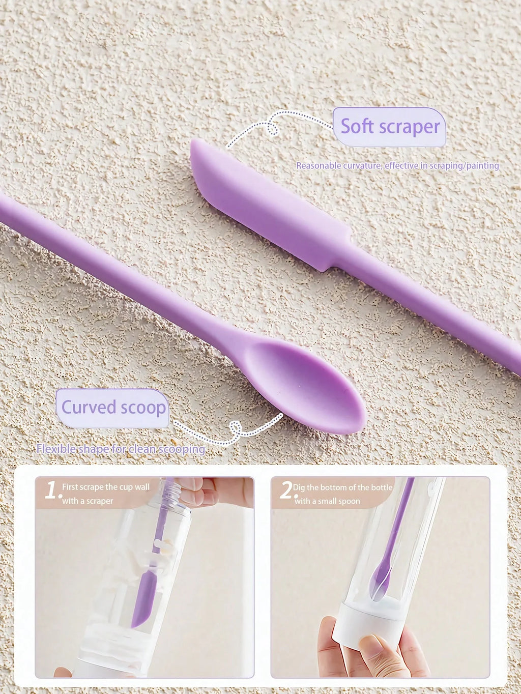 1/3Pcs Silicone Empty Bottle Scraper With Black Scraper, Foundation Scraper, Tiny Lotion Jar Scraper to Get Last of Makup Qme