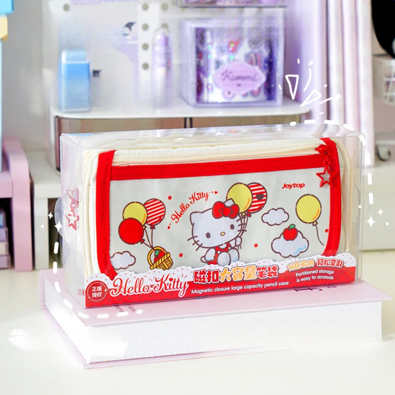 Hello Kitty Kuromi Multi-Layer Large-Capacity Pencil Case Stylish and Multifunctional Magnetic Clasp Pencil Case for Students Qme