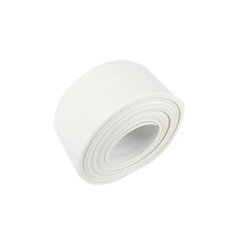 Bathroom Sealing Tape Self-adhesive Oil-Proof Kitchen Sink Caulk Seal Strip PVC Waterproof Shower Wall Sticker for Toilet Corner Qme White 3.2M China Mainland|2.2CM