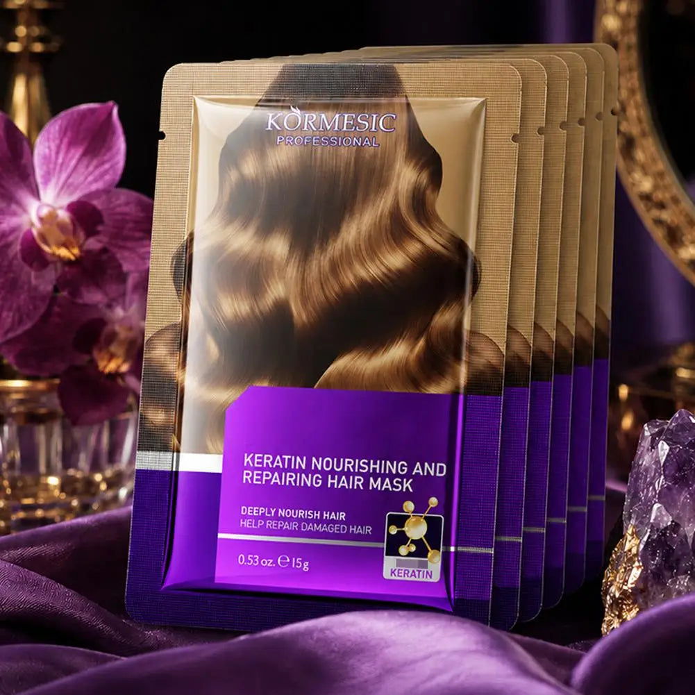 2pcsMagical Keratin Argan Oil Hair Mask 5 Seconds Repair Damaged Frizzy Hair Soft Smooth Shiny Nutrition Deep Moisturize Nourish Qme