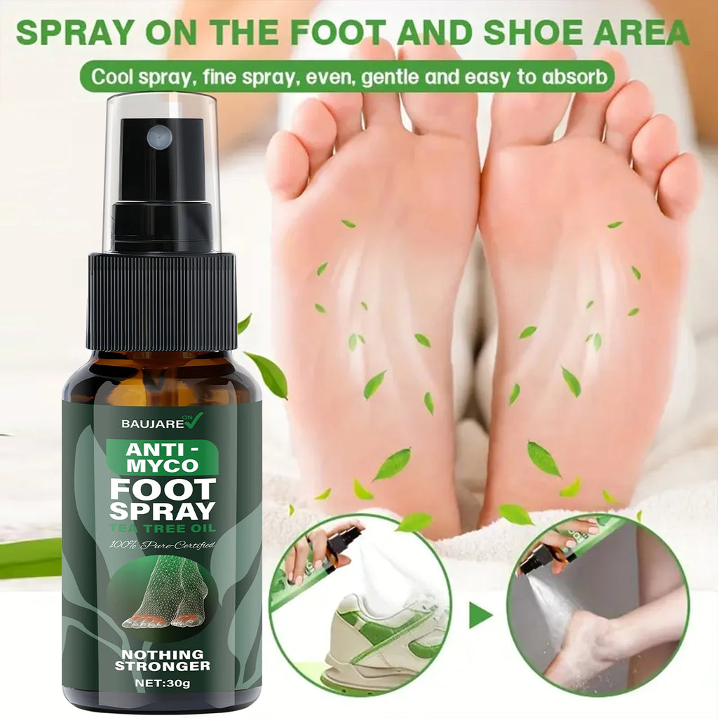 Anti-Myco Foot Spray with Tea Tree Oil - Strongest 100% Flute Certified Formula for Moisturizing, Protecting & Smoothing Skin. Qme