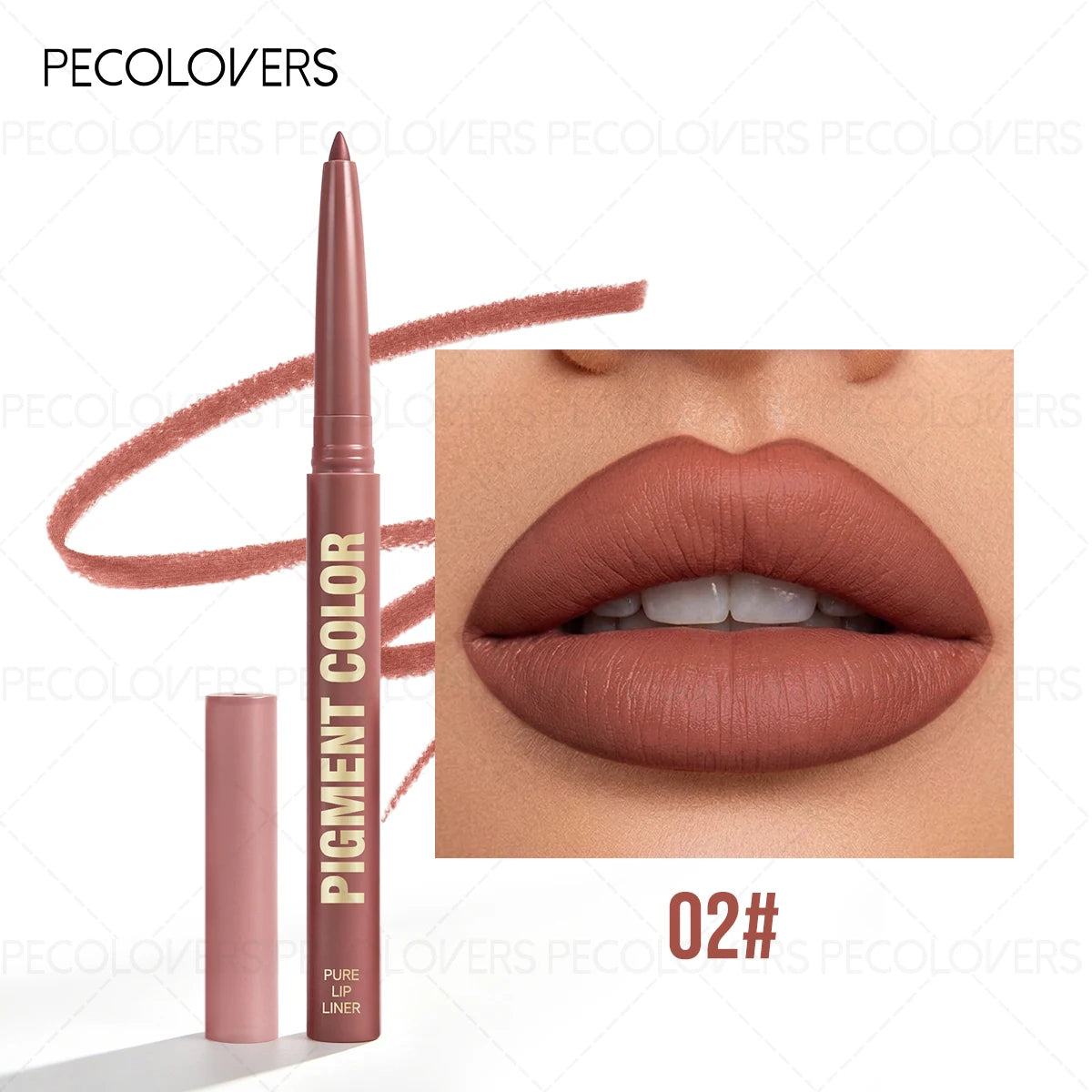 Matte Lip Liner Pencil, Waterproof Sweatproof Long-Lasting, Smooth Pigmented, Twist-Up, for Lip Shaping, Beginner-Friendly Qme 02
