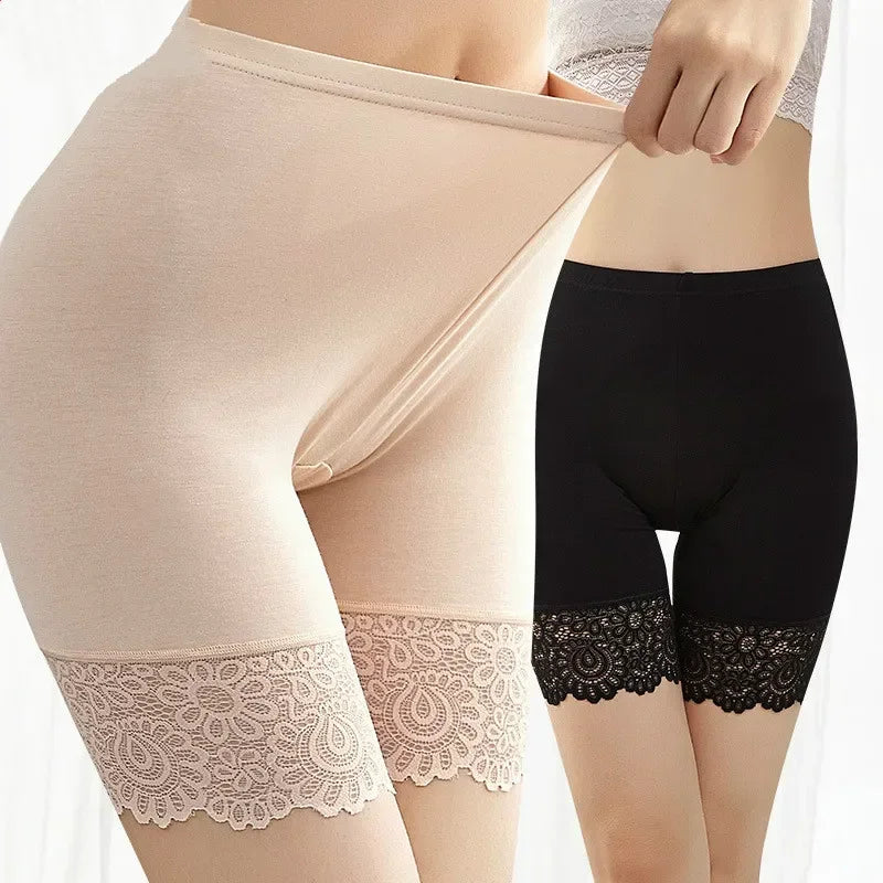 Women Big Safety Pants Soft Comfortable Modal Material Shorts Lace Qme