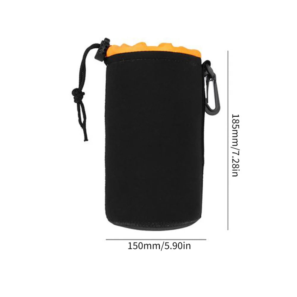 Camera Lens Case Water Resistant Lens Pouch for Digital SLR Camera Lens Bag Drawstring Protector Case Qme L Orange