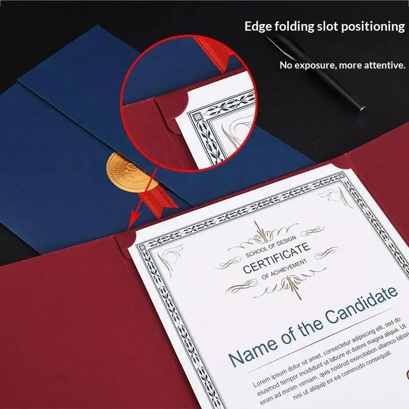 Graduation A4 Award Certificate Holder Three-fold Page Paper Envelope Qme