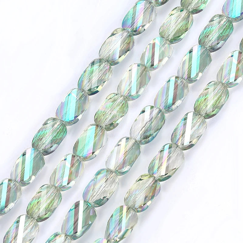 2 Sizes Faceted Glass Twisted Beads AB Color Craft Loose Spacer Beads for DIY Jewelry Bracelet Necklace Earring Making Crafting Qme Color 2 6x8mm-70pcs