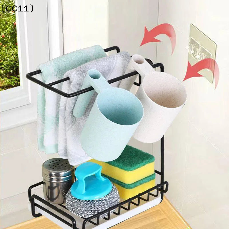 Kitchen Rag Rack Stainless Steel Drain Storage Organizer Wall Mounted Qme