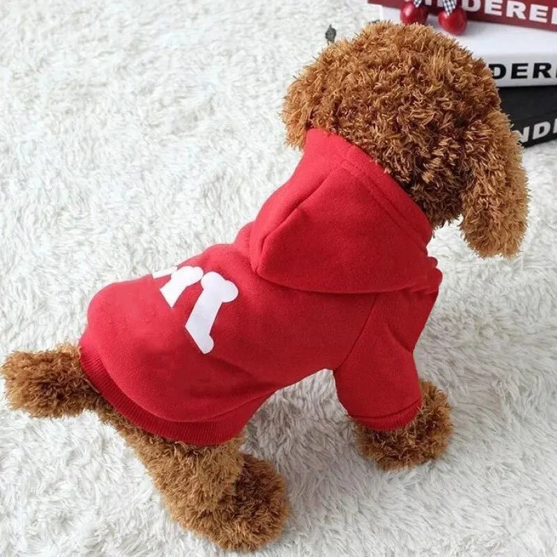 Trendy Bone Letter Print Pattern Designer Pet Cat Clothing Autumn And Winter Thickened Warm Hooded Dog Sweater Fashion Clothes Qme