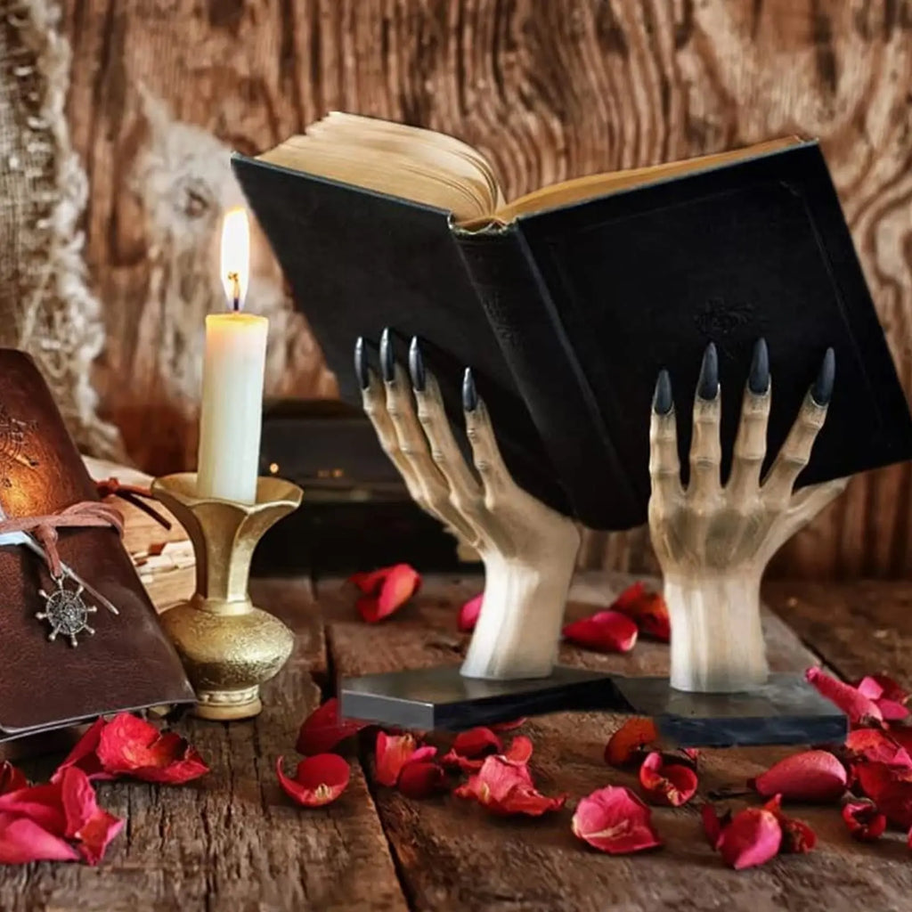Halloween Bookends Decor Gothic Home Decor Bookends Shelves Unique Scary Monster Hand Book Ends Spooky Halloween Room Decor Qme