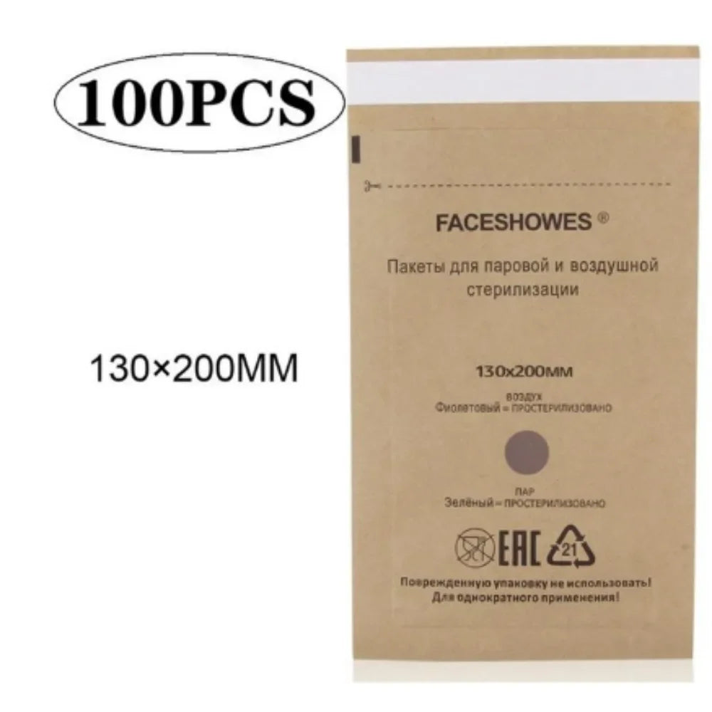 Nail Sterilizer Manicure Kraft Bags Art Clean Bag Sterilization Qme 100Pcs 130X200MM