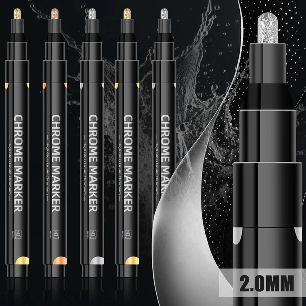 1/2 Pcs Mirror Chrome Metallic Markers, Waterproof Paint Repair,For Rock Ceramic Glass Metallic 2mm Nib, Painting DIY Craft Qme