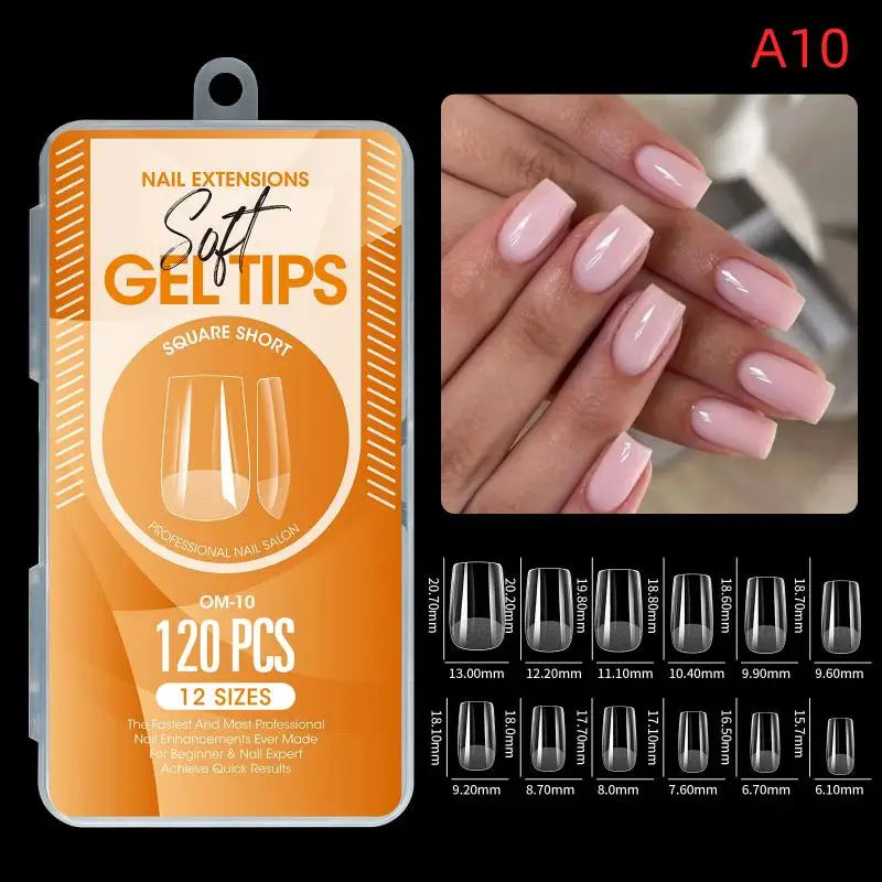1box False Nail Tips Clear Semi-frosted Full-coverage Soft Fake Nails Qme A10