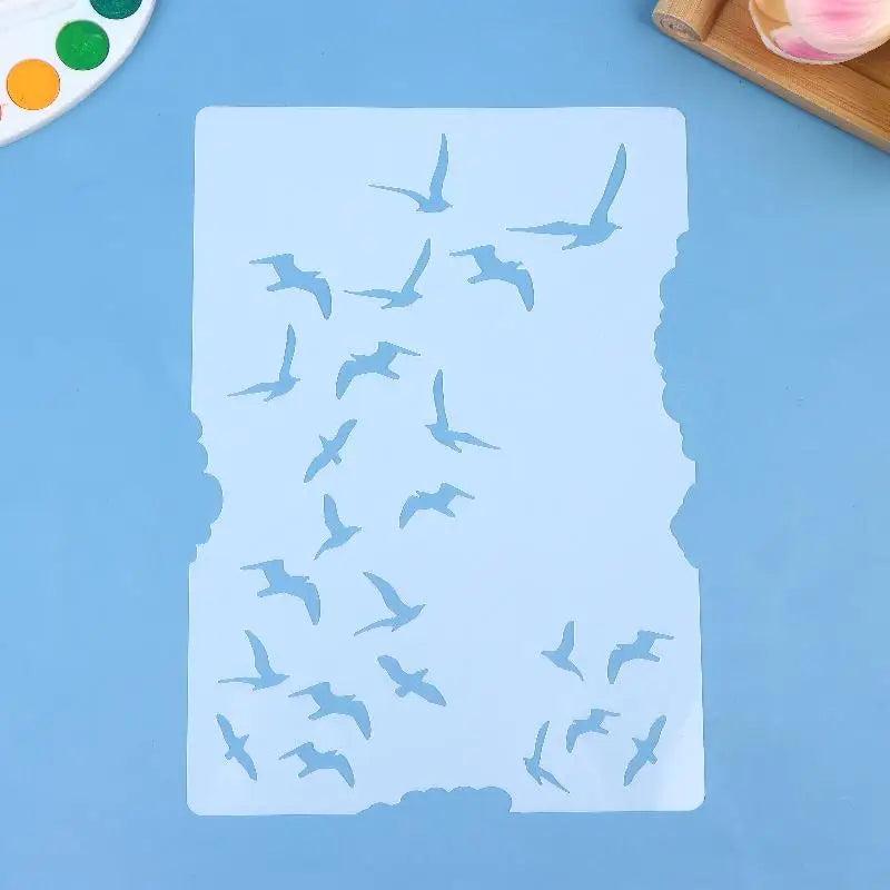 DIY Scrapbooking Reusable Bird Pattern Stencil Card Making Crafts Qme