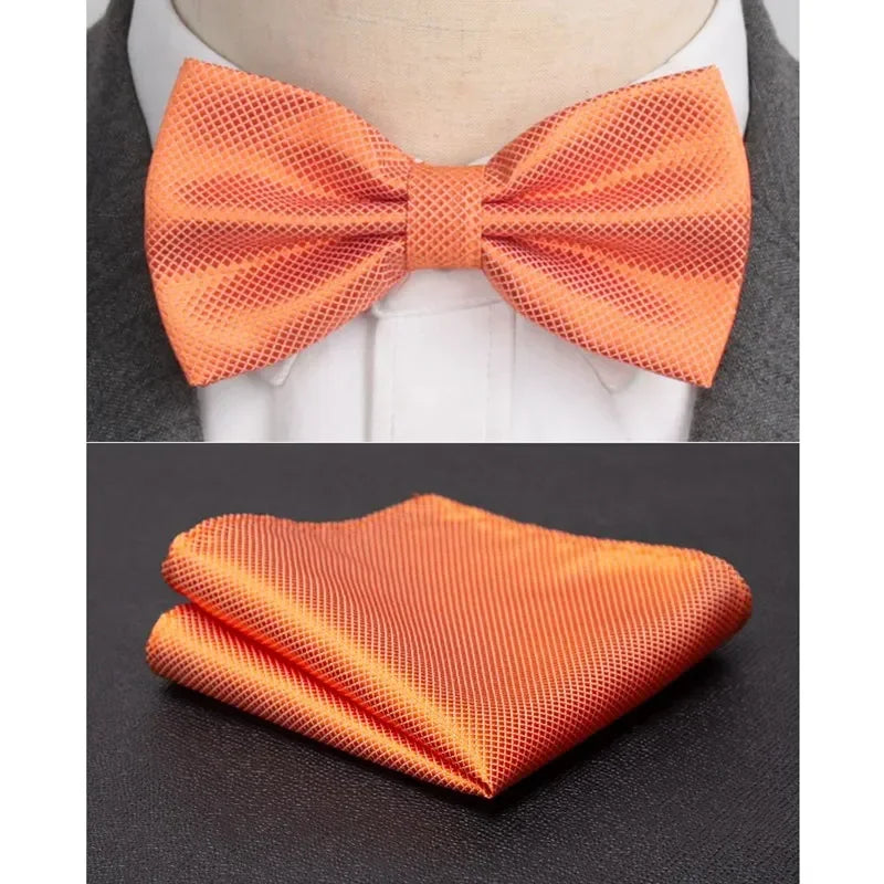 Men Bowtie Cravat Set Solid Fashion Butterfly Party Wedding Bow Ties Girls Formal Dress Tie Mens Bowknot Fashion Accessories Qme Orange