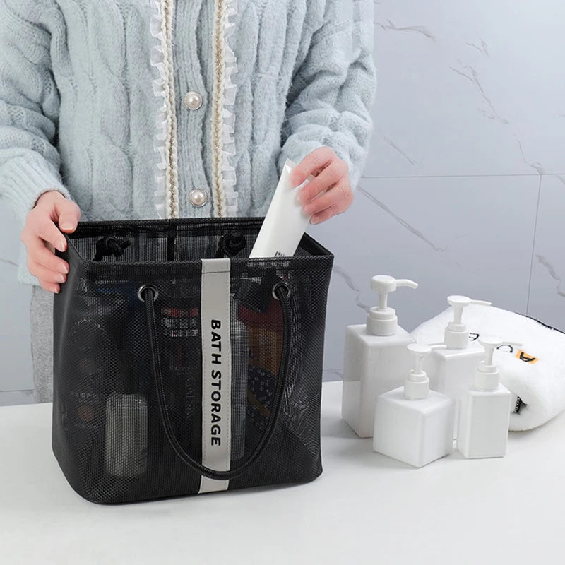 Mesh Toiletry Bag Basket Women's Travel Storage Large Small Shower Qme