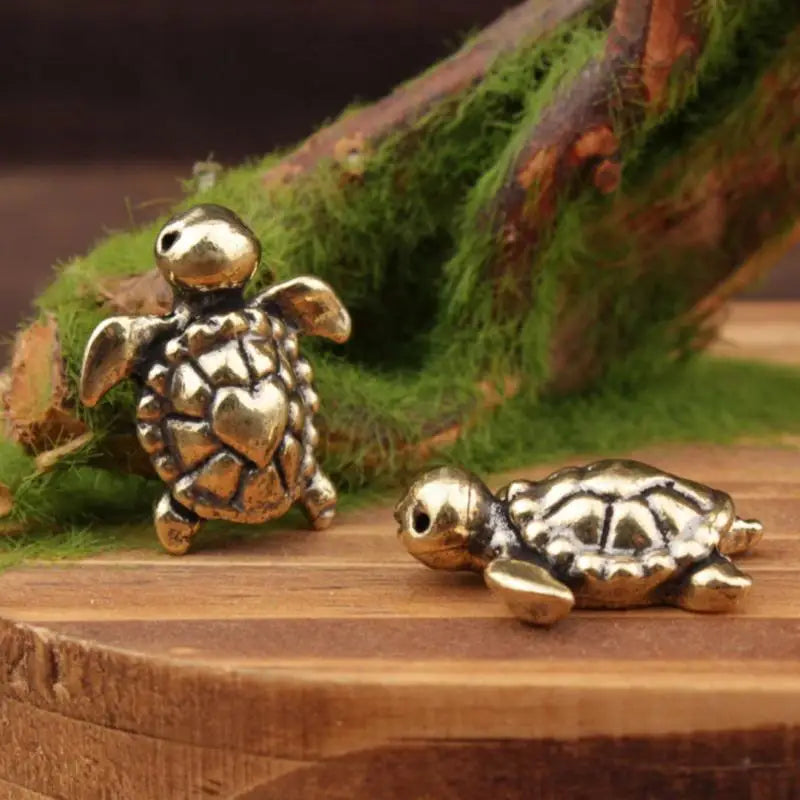 1 Desk Decor Tea Pet Home Office Car Ornament Brass Turtle Figurine Qme