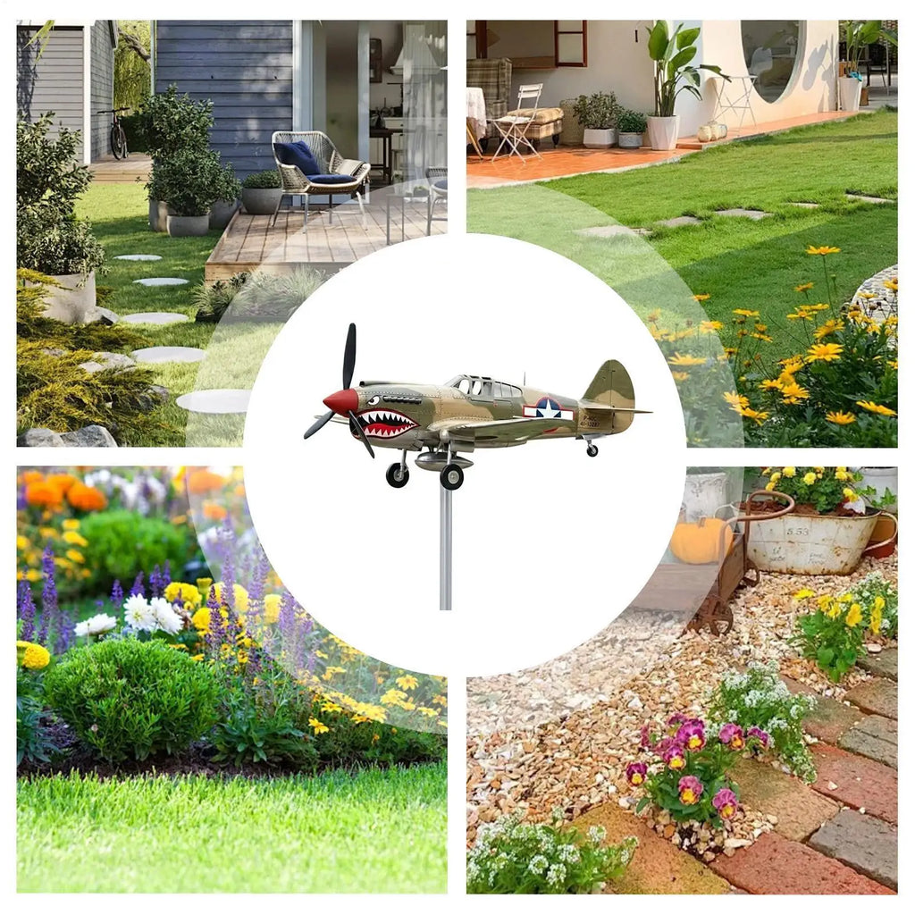 Wind Vane Wind Spinner Sculpture 3D Historical Airplane Weather Vane For Garden For Backyard Garden Patio Park Farm Beach House Qme