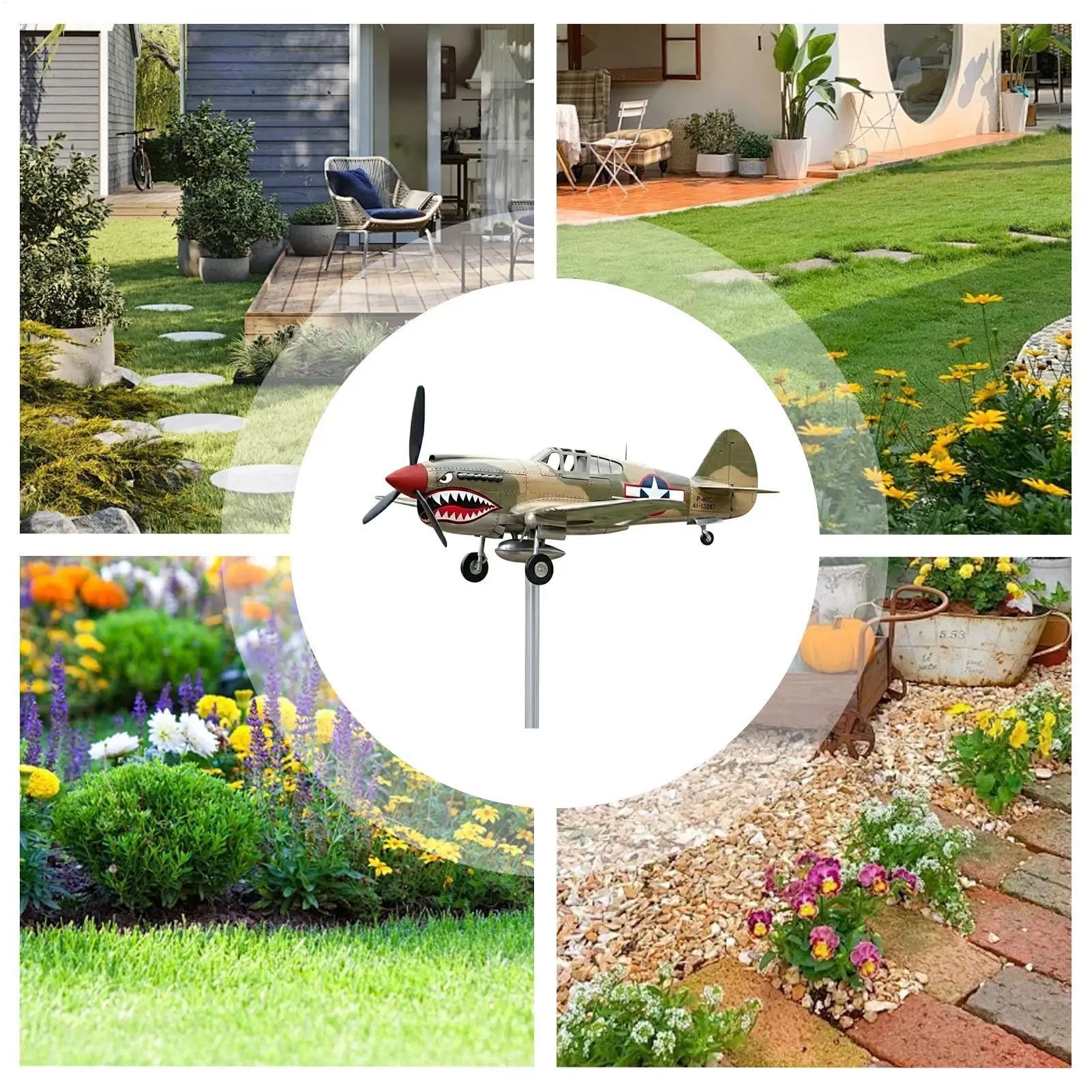 Wind Vane Wind Spinner Sculpture 3D Historical Airplane Weather Vane For Garden For Backyard Garden Patio Park Farm Beach House Qme