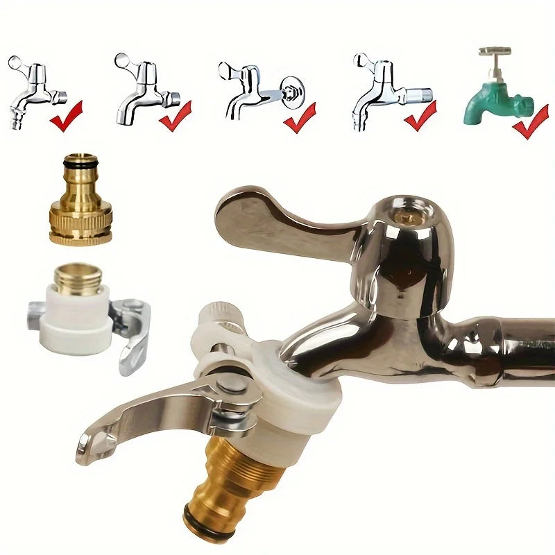 Universal Garden Hose Tap Adapter Sturdy Faucet Connector Water Pipe Fitting Tool Outdoor Watering System Easy Install Connect Qme