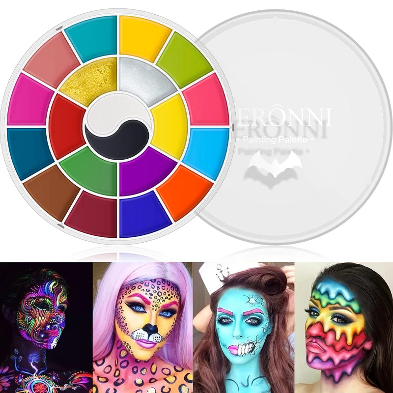 18 Colors Water Based Face Body Paint Palette Safe Non-toxic Washable Qme 1pc