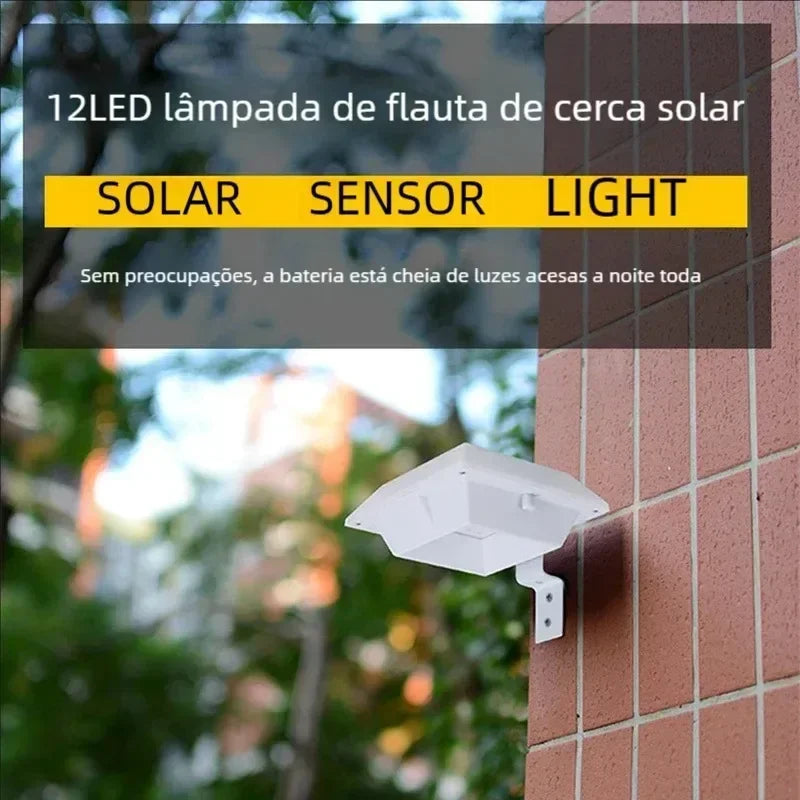 Outdoor LED Solar Street Light Security Flood Light, Waterproof White / Warm 12 LEDs Auto On/Off Dusk to Dawn, for Patio, Door Qme