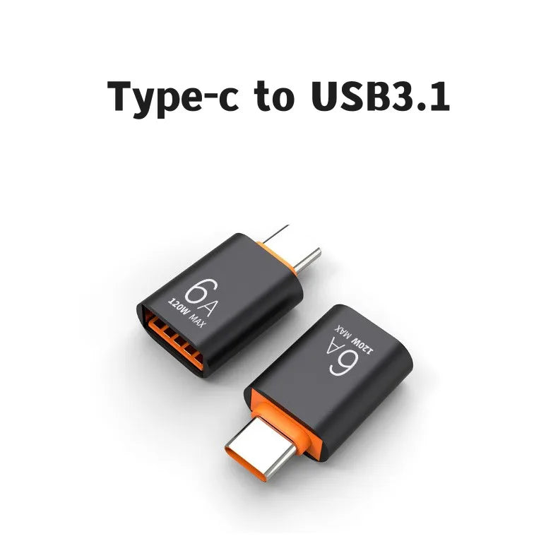 OTG Type C To USB Adapter Data Transmission 120W 6A Type C Male To USB Female for Macbook Laptop/ Xiaomi /Samsung USBC Adaptador Qme