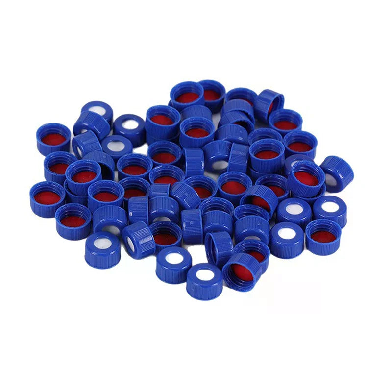 Blue Open-topped Polypropylene Cap Plastic Septa 9 Mm For Chromatography Vial 2 Ml Replacement Qme